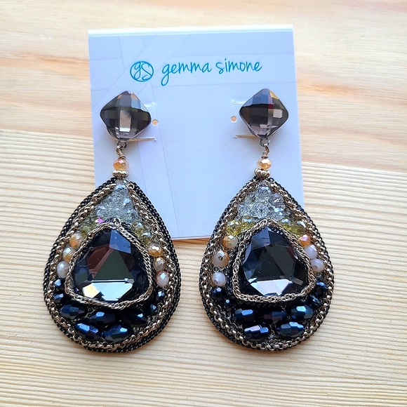 ๐HP๐ NWT Gemma Simone Nadine Beaded Geode Earrings - Picture 3 of 5